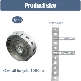 Lotnery 10FT Galvanised Steel Fixing Strap Perforated Metal Band with Pre-Drilled Holes | Heavy Duty Pipe Brackets, Fence Supports & DIY Builders Banding | Corrosion Resistant