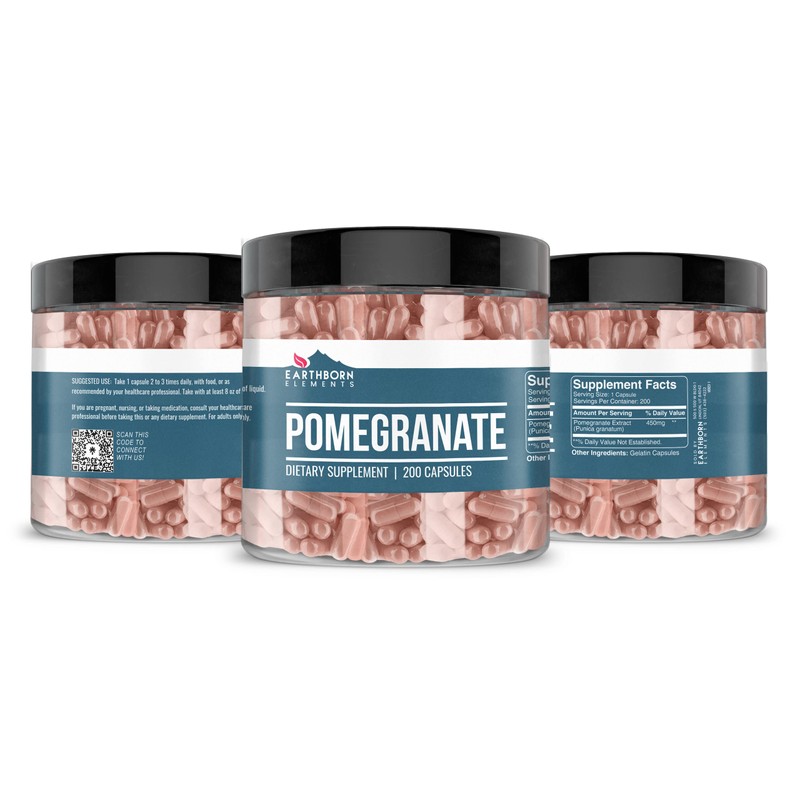 Earthborn Elements Pomegranate 200 Capsules, Pure & Undiluted, No Additives