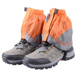TRIWONDER Polainas Impermeable de Senderismo para Piernas a Prueba de Viento Nieve Lluvia para Montaña Caza Esquí Escalada （1 Par） (Naranja y Gris)