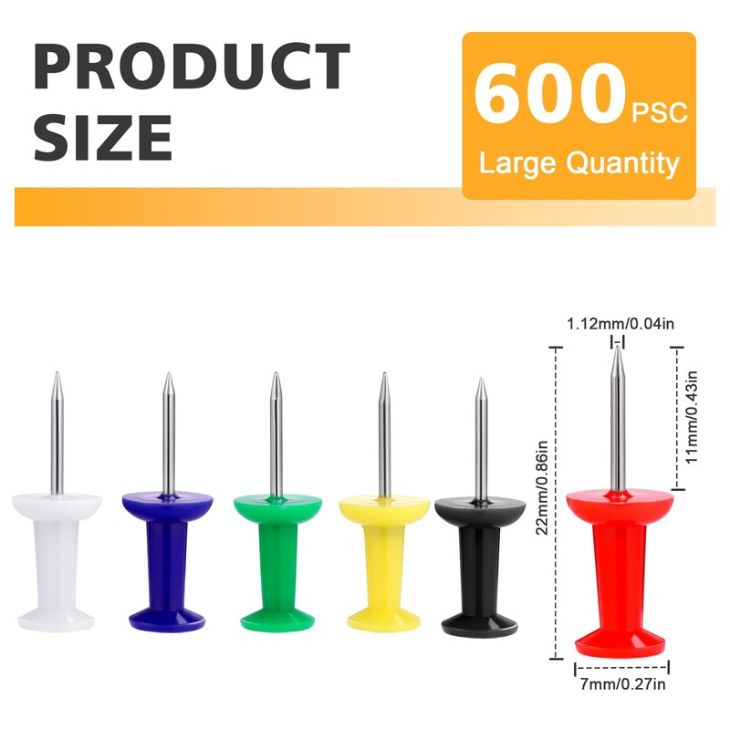 JIANTA Multicoloured Drawing Nails, 600 Pieces in 6 Colours, Creative,