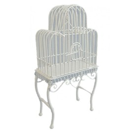 Vanity Fair Dolls House Victorian White Wire Wrought Iron Bird Cage Miniature Pet Accessory
