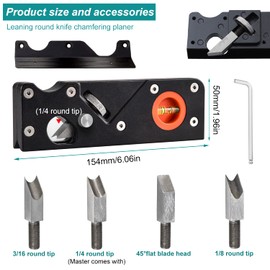 7-Piece Wooden Hand Planer, Edge Planer with Back Panel, Rounded Corners, Wood Chamfer Planer, 45 Degrees, for Carpenters, Woodworkers, Trimmers