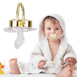 Baby Pacifier, Christening Chain Gold Bling R