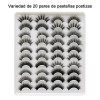 20 Pares De Pestañas Postizas 3d Mixtas De Visón Natural.