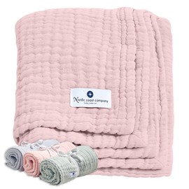 Nordic Coast Muslin Baby Blanket / Swaddling Blanket / Crawling Blanket / Burp Cloth