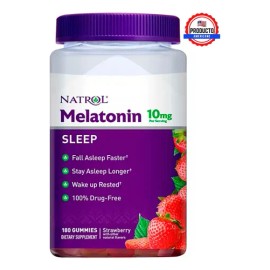 Melatonina Natrol 10 Mg Tamaño Extra Grande  180 Gomitas, Te Ayuda A Dormir Más Rápido, Permanecer Dormido Más Tiempo Y Despertar Sintiéndote Fresco, 
