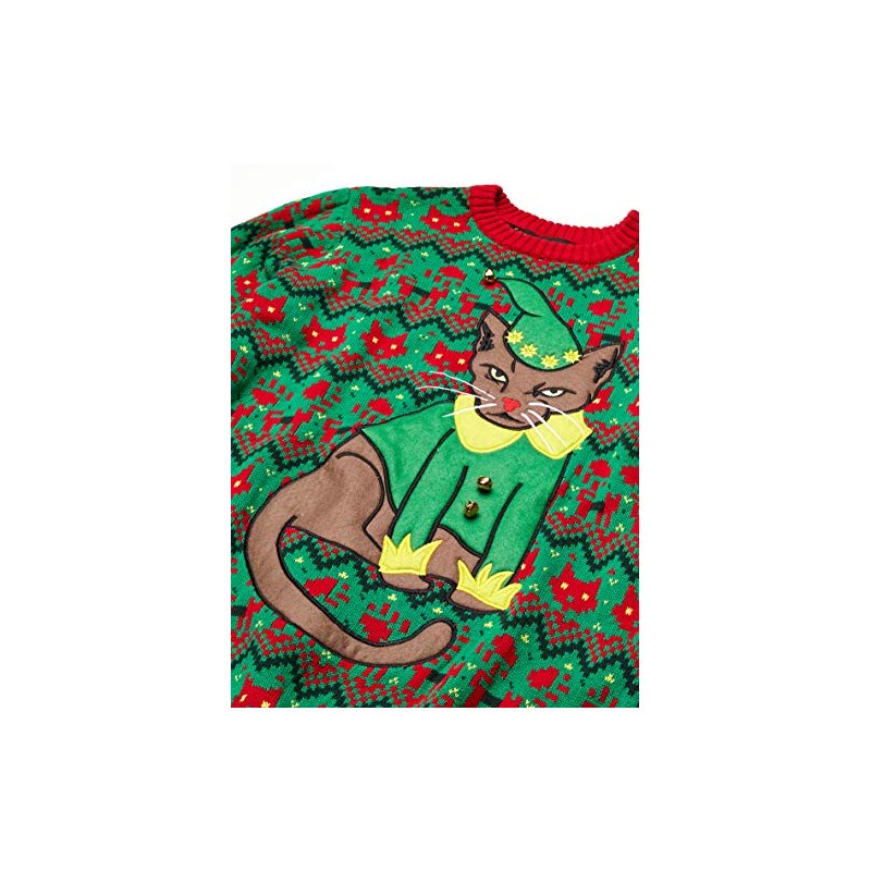 Blizzard Bay Men's Elf Cat Sweater, Green, Large