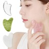 Natural Rose Quartz Gua Sha Massager for Face, Body, and Scalp Acupressure Massager Set (Jade Gua Sha + Roller) 2ea
