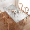 Gray and White Marble Texture Rectangular Tablecloth with Elastic Edge
