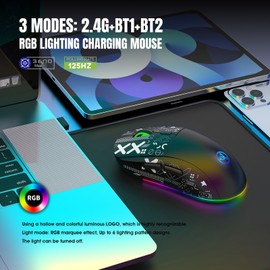 HXSJ Keyboard and Mouse Combo Wired K68 RGB Streamer Mini Gaming Keyboard Membrane Keyboard and 2.4G Wireless Mechanical RGB Gaming Mouse 3600DPI 11 RGB Lighting Modes for Game/Office