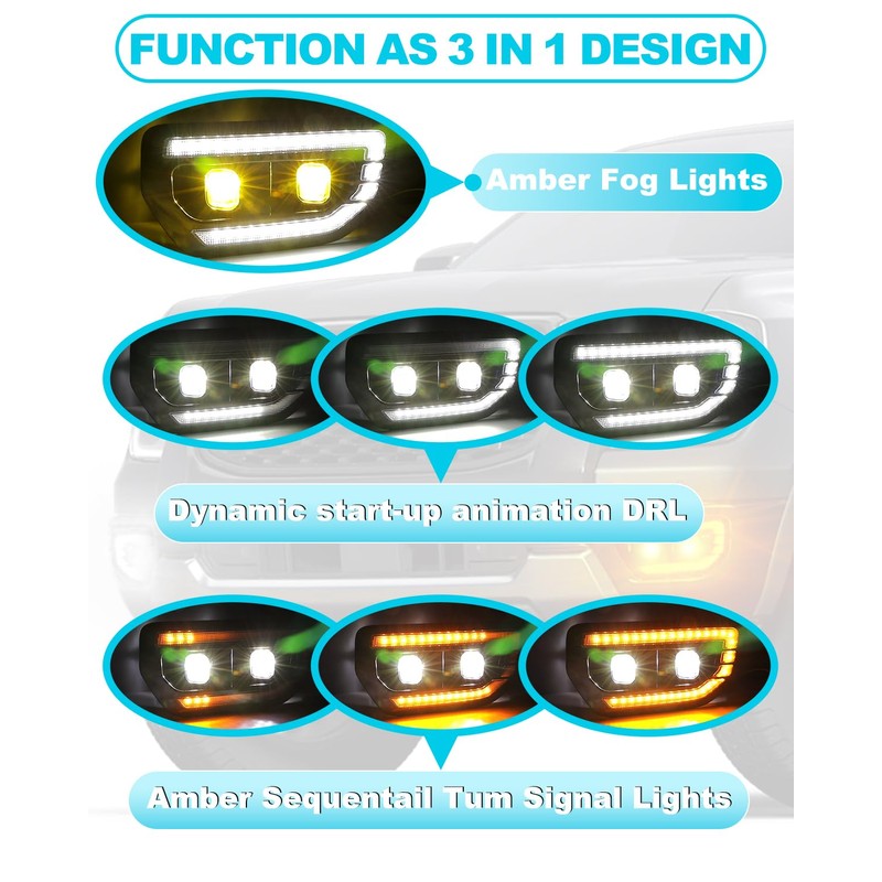 2Pcs 55W Led Fog Lights DRL For 2022-2025 2026 Ford