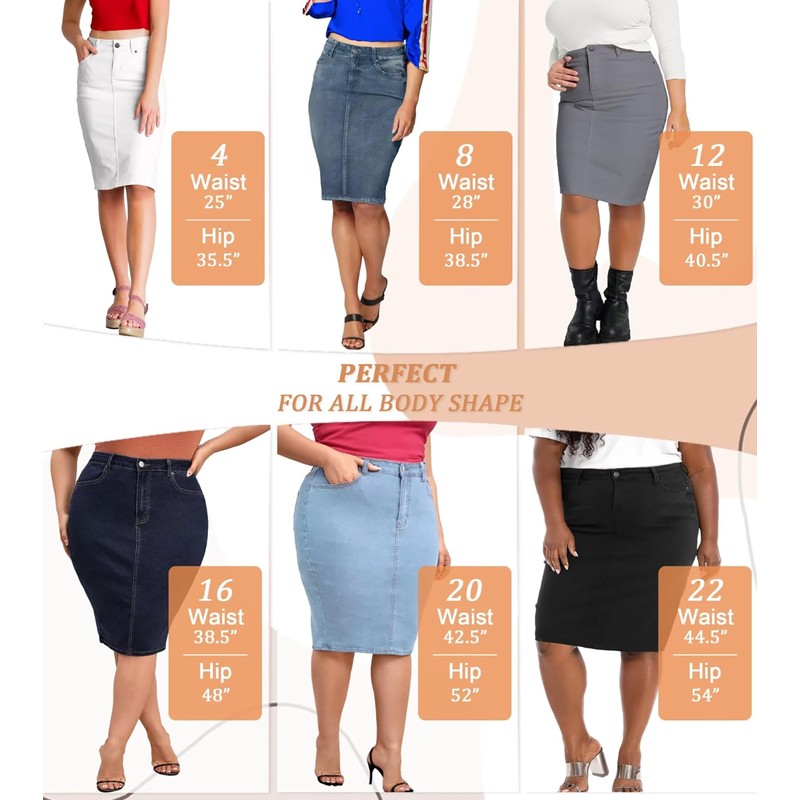 Lexi - Falda vaquera elástica súper cómoda para mujer, Sks44876-verde