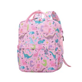 KingCheer Toddler Backpack & Rucksack for Boys & Girls – Mini Lightweight Schoolbag Backpack with Chest Strap, Perfect for Preschool, Kindergarten, Nursery & Travel(12Inch, Pink Dinosaur)