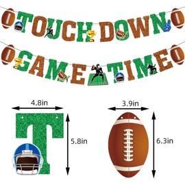 Football Party Decorations Set Football Banner Game Time Garland & Wall Hanging Swirls Spirals Streamers for Football Party Supplies & Sports Birthday Decorations