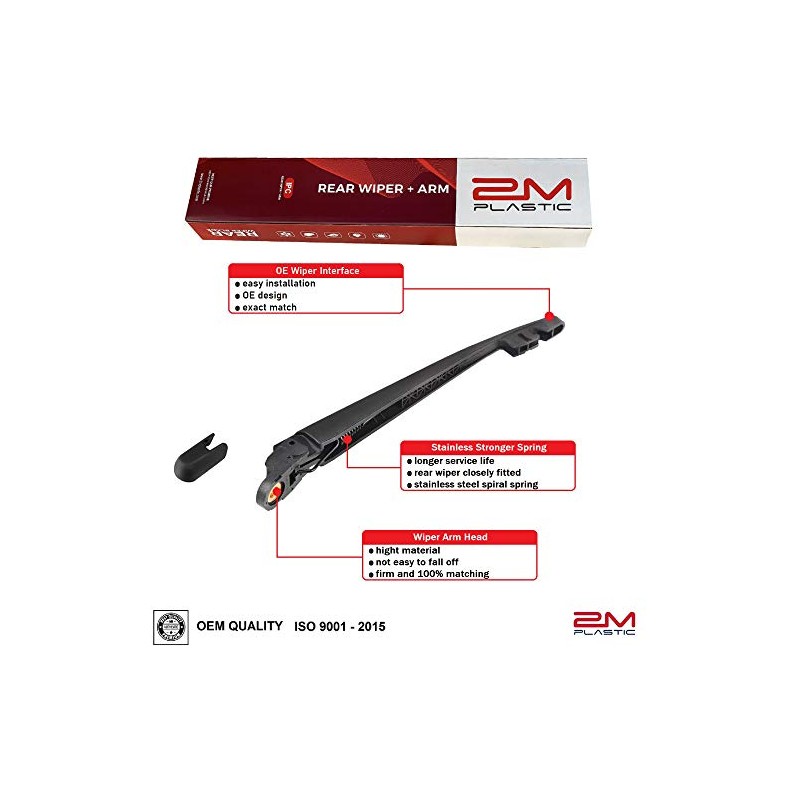 2M PLASTIC Rear Wiper Arm Blade Replacement for Ford Honda