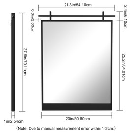 GIFTTROVE Farmhouse Barn Door Mirror, 28"x20" Metal Bathroom Vanity Mirror for Over Sink, Rustic Black Decorative Wall Mirrors for Entryway, Living Room