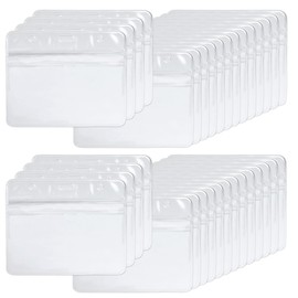 OTYMIOW 200 Pack ID Badge Holders Bulk, Horizontal Clear Plastic ID Badge Holder with Waterproof Resealable Zip, Badge Protector, 2.9x4 Inch Inner Size, Name Badge Holder for Office, School, Business