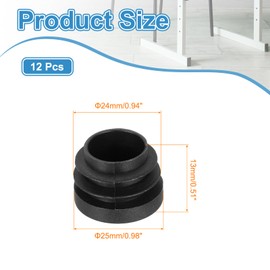 sourcing map 12 PCS 0.98"(25mm) Round Plastic Hole Plugs, Black Plastic Pipe Tubing End Caps for Furniture, Pipe Tubing, Table, Chair