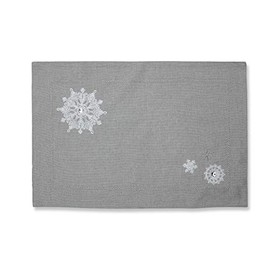Pillow Perfect Christmas Snowflakes Placemat Set, 13" x 18", Grey, 2 Pack