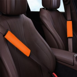 Suhoaziia Orange Car Seat Belt Covers for Adults Kids, Seatbelt Cushions Pads Cover for Trucks SUV, Car Accessories Decorations 2pcs