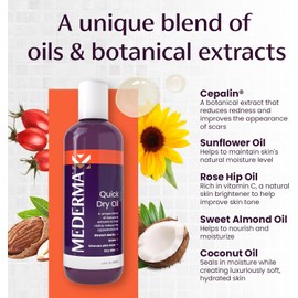 Mederma Quick Dry Oil, Scars and Acne Scars, Surgical Scars, Fine lines, Helps to Improve the Appearance of Scars and Stretch Marks, Natural Botanical Extracts, Paraben Free, Fast-Absorbing, 5.1 Oz