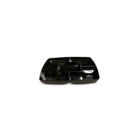 Black Square Plastic Compartment Serving Tray 12-inch