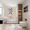 4pcs Easter Shower Curtain Sets with Non-Slip Rugs Toilet Lid