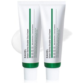 RAVIEL Green Derma Double Cica Cream, for All Skin Types, Gentle Moisturizer, Deep Hydrating, Brightening, Skin Protection, Anti aging, Calming, Soothing (1.69 fl oz x 2)