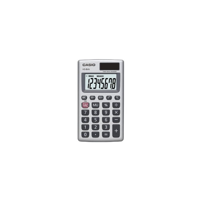 Casio HS-8VA Mini 6-Function Calculator | Large 8-Digit LCD Display