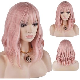 SPENCER 14" Short Bob Pink Wavy Hair Wig