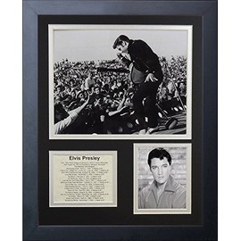 Legends Never Die Elvis Presley Performing Live Collectible | Framed Photo Collage Wall Art Decor - 12"x15", Model: 16446U, BLACK AND WHITE