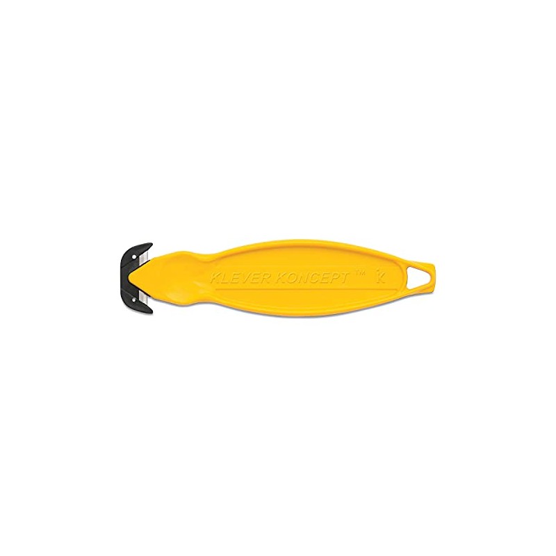Klever Koncept Safety Cutter, 5.75" Plastic Handle, Yellow, 10/Pack
