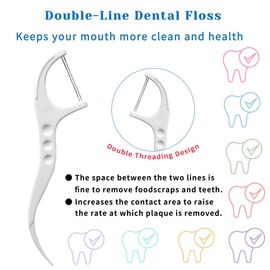 Twin-Line Dental Floss Picks Advanced Whitening and Dual Action Flossing Fresh Mint Favor High Toughness Toothpicks Sticks with Portable Cases
