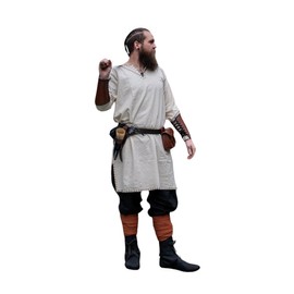 Leonardo Carbone® Viking Tunic Erwin - Medieval Clothing Men's Medieval Shirt, Casual Shirts Long Sleeves, Carnival Costume Men, Viking Tunic, LARP Clothing - 100% Cotton, natural