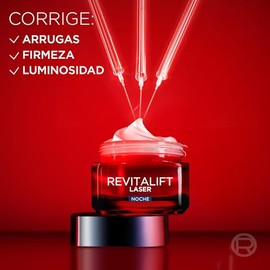 L'Oreal Paris Revitalift Laser Crema de Noche Triple Acción Anti-Edad, Corrige Arrugas, Firmeza, Luminosidad y Unifica el Tono, Pro-Retinol y Vitamina