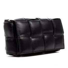 FIRENZE ARTEGIANI. Anela Women's Genuine Leather Padded Shoulder Bag 22 x 8.5 x 12 cm Black Utility, black, Utility