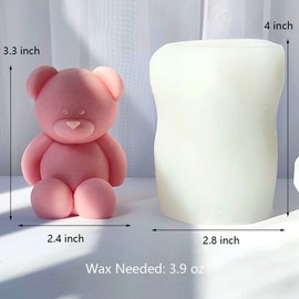 2 Pack Sitting Bears Candle Molds,Cute Bear Silicone Molds for Wax Resin DIY Animal Candles Handmade Soap Mould, Hand Crafts for Home Wedding Party Decoration