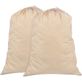 Sweet Needle Pack of 2 Heavy Duty Extra Large Laundry Storage Shopping Bags, 71x91 CM (28x36 IN) 75L - 100% Cotton, Highly durable, Draw-cord with cord-lock, Machine Wash and reusable Travel Bag