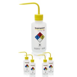 LABINVO - 4 botellas de lavado de isopropanol, vol.500 ml, boca estrecha, botellas de lavado de seguridad autoventilables, material LDPE, IN-WBI500