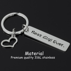 Kivosliviz Gigi Gifts - Llavero Gigi para mujer, diseño de joyería Gigi, llavero Gigi, Acero inoxidable, stainless steel