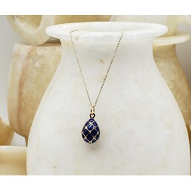 MUSEUM REPRODUCTIONS Imperial Blue Argyle Egg Pendant Necklace