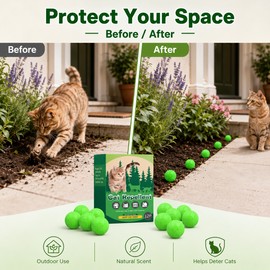 12 Pack Cat Deterrent Balls for Indoor & Outdoor Use – Peppermint Plant-Based Repellent for Yard & Garden