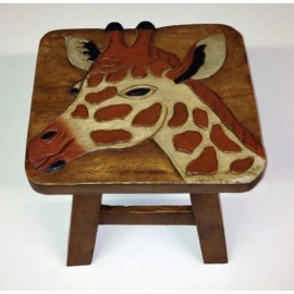 Kensington Row Home Collection GRACEFUL GIRAFFE WOOD FOOTSTOOL - GIRAFFE FOOT STOOL