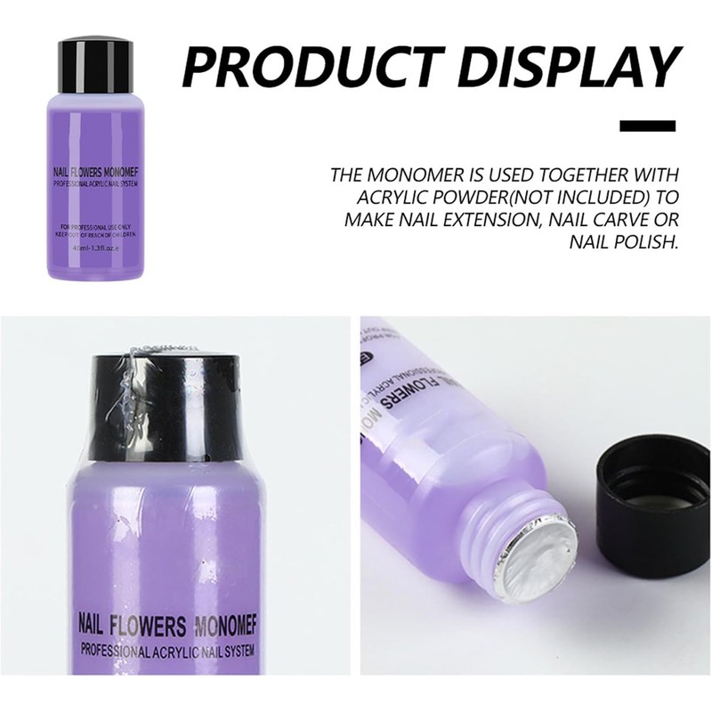 2 botellas monómero acrílico líquido para uñas 40ml profesional seguro