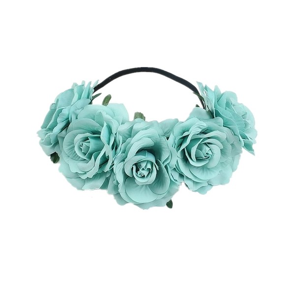 Lofruiin Women's Bohemian Stretch Rose Flower Headband Floral Crown Simulated