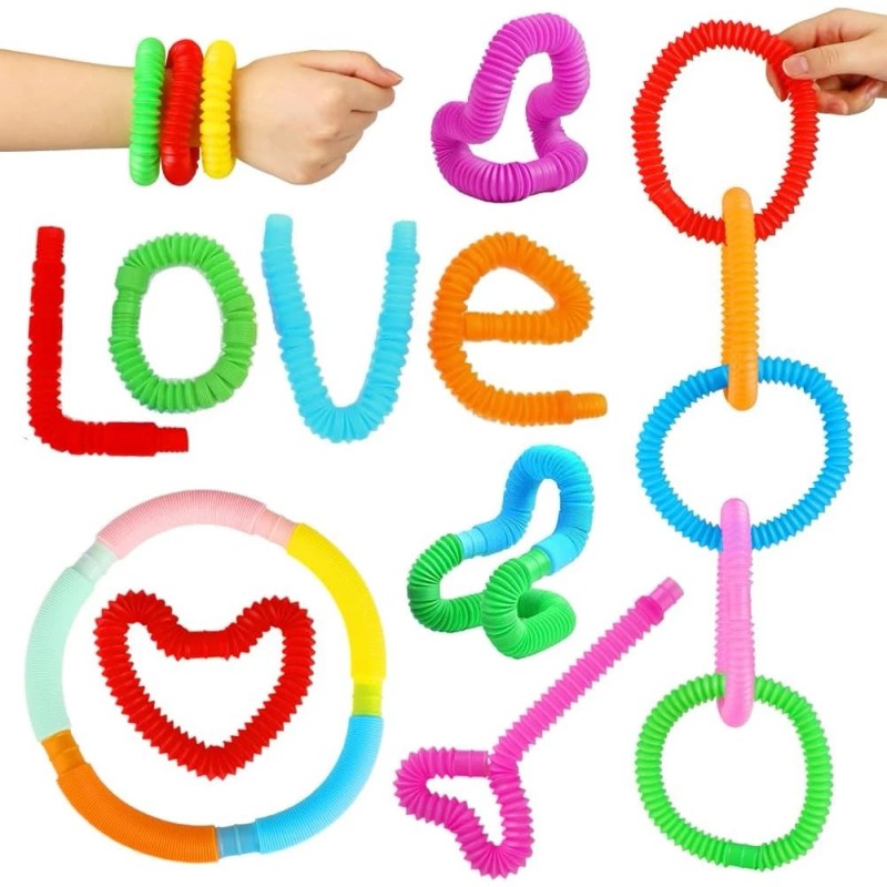 Siwarm 52 Pack Pop Tubes Fidget Toys Kids Party Favors