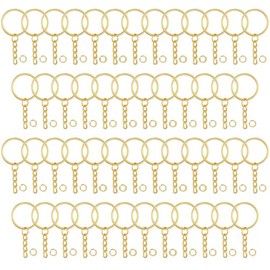 mumisuto 50 piezas Argolla para Llavero, Anillos de Llavero con Cadena y Conector, Dorado Anillos de Llavero para Manualidades, Cadenas para Llaveros de Metal para Joyas Clip y Manualidades DIY