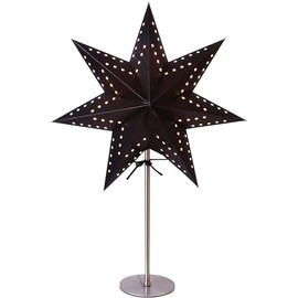 Star Trading Bobo Poinsettia Table Lamp, 3D Paper Star Christmas in Black with Metal Base, Decorative Star Table Lamp with Cable Switch, E14, Height: 51 cm