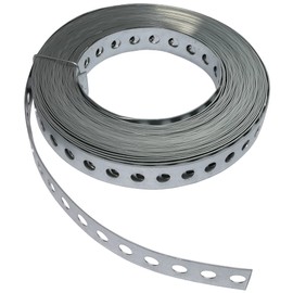 AERZETIX - C49717 - mounting tape - 17mm - straight punched - galvanized steel - 10 meters - Ø6.5mm - flexible strap attachment support