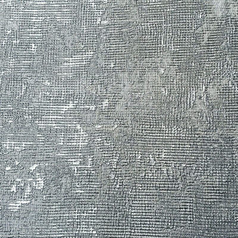 Textured Plain Dark Gray Silver Metallic Wallpaper Faux Fabric Rusted